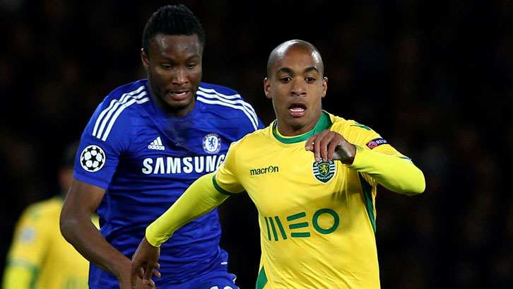Joao Mario in UEFA Champions League action for Sporting Lisbon against Chelsea