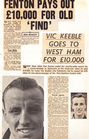 Vic Keeble joined West Ham United in October 1957