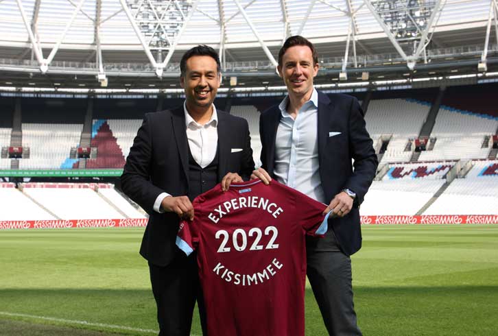West Ham United Digital and Commercial Director Karim Virani with John Poole, Executive Director of Experience Kissimmee