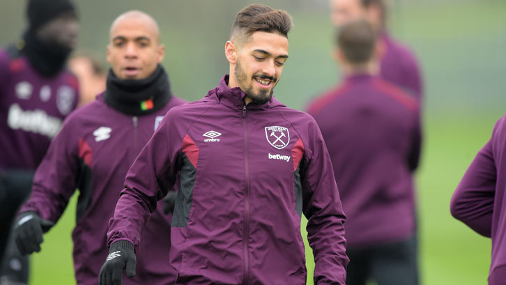 Manuel Lanzini in training at Rush Green on Friday