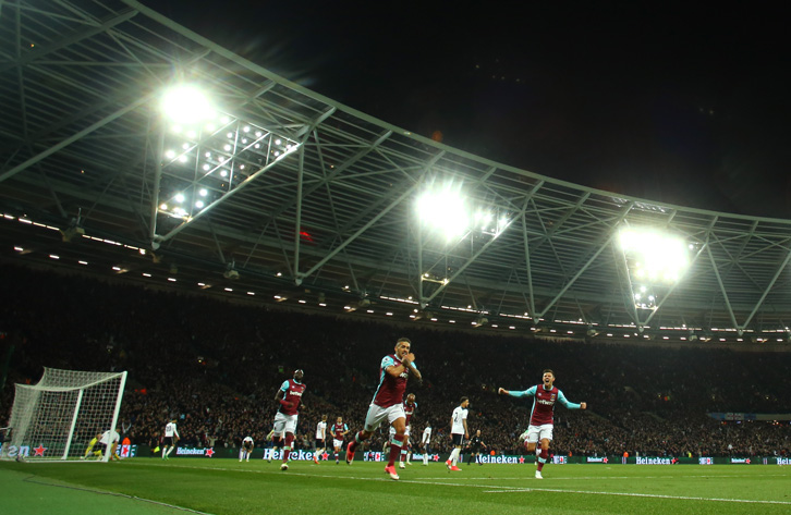 Manuel Lanzini celebrates his winner against Tottenham