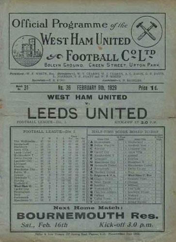 1929 Programme v Leeds cover