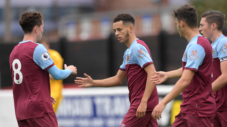 Alfie Lewis celebrates yet another goal with Nathan Holland