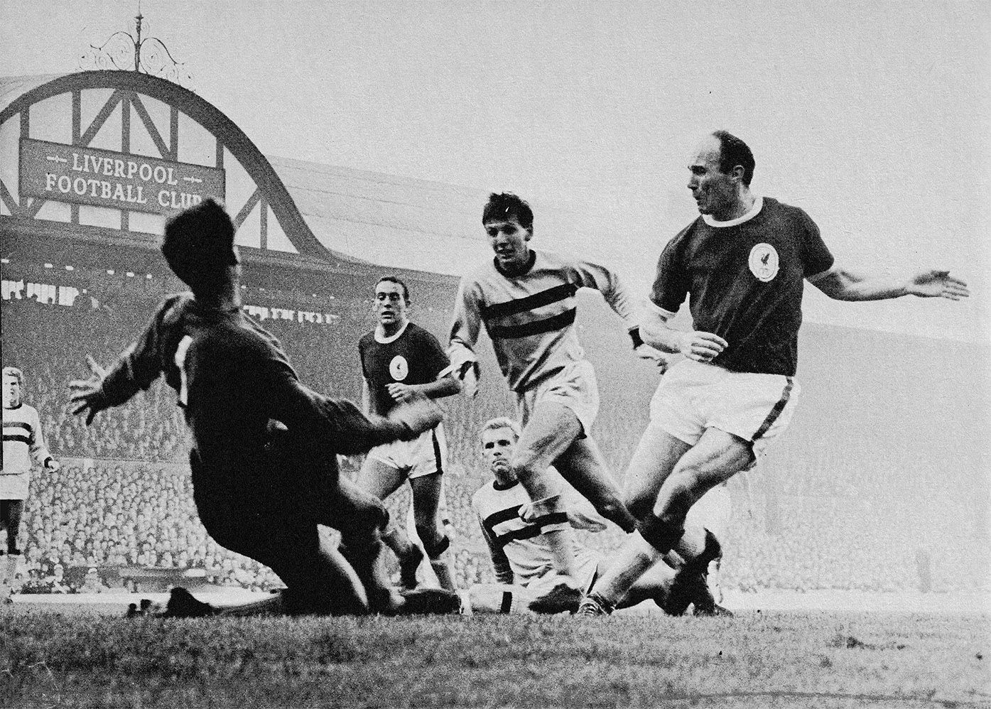 Jim Standen denies Liverpool forward Jimmy Melia