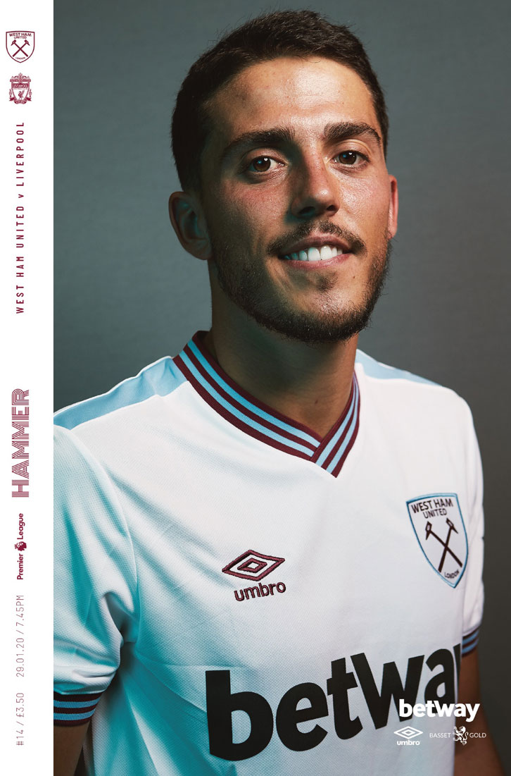 Pablo Fornals on the programme cover v Liverpool