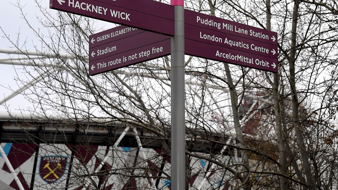 A signpost outside London Stadium