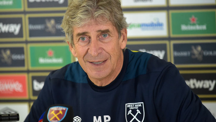 Manuel Pellegrini speaks to the media at Rush Green