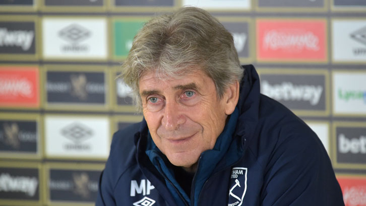 Manuel Pellegrini speaks to the media at Rush Green