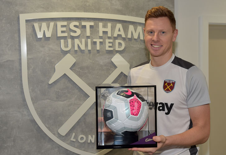 David Martin with his Premier League debut ball