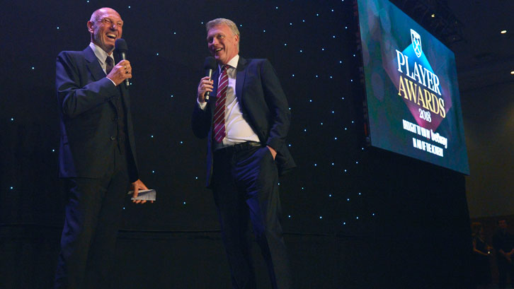 David Moyes with Player Awards host Alvin Martin