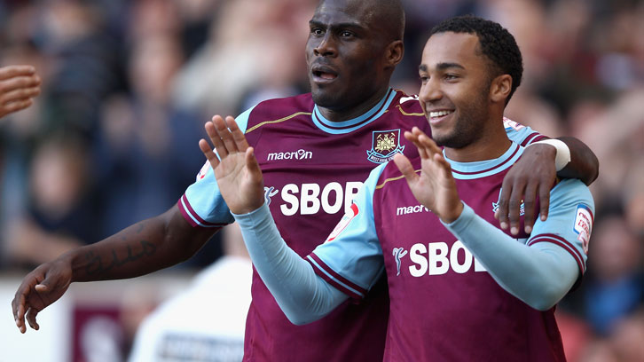 Nicky Maynard celebrates scoring West Ham's third goal