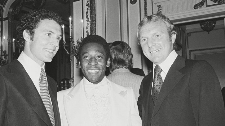 Bobby Moore with Franz Beckenbauer and Pelé