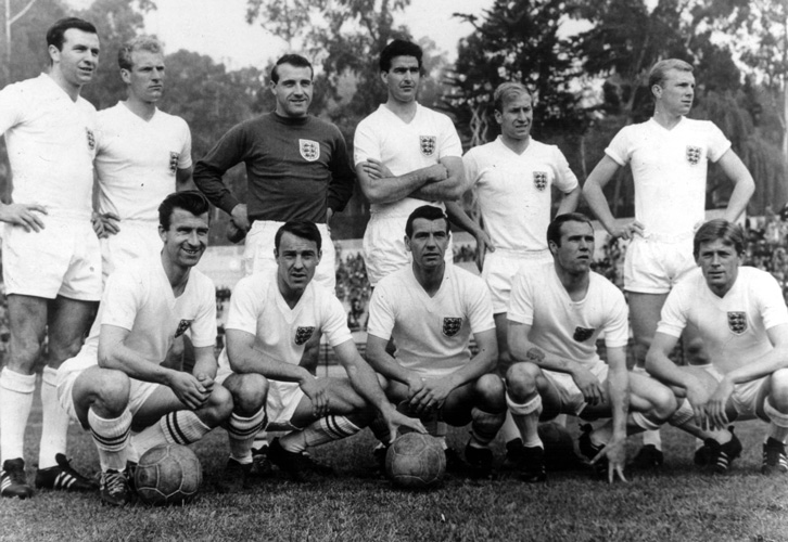 Bobby Moore (back row, far right) and England prepare to face Brazil in the 1962 World Cup quarter-finals