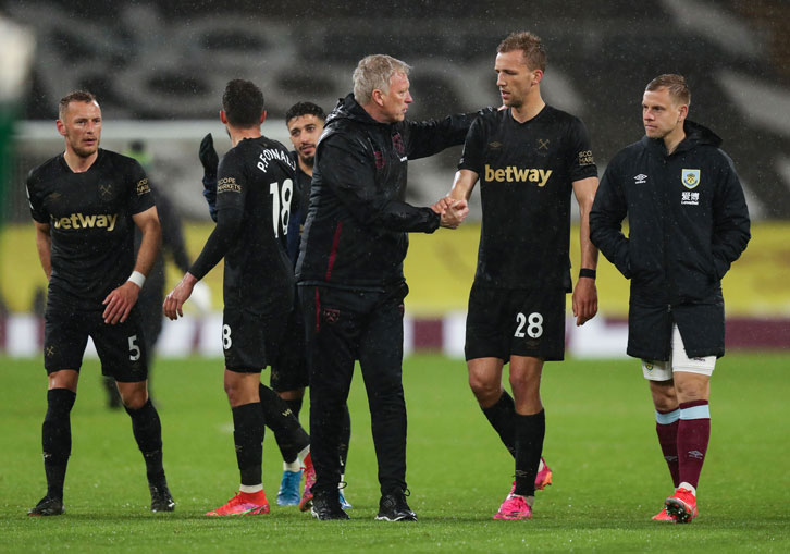 David Moyes celebrates victory at Burnley