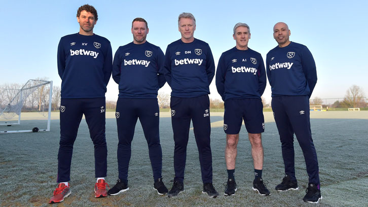 David Moyes and his backroom team at Rush Green in February