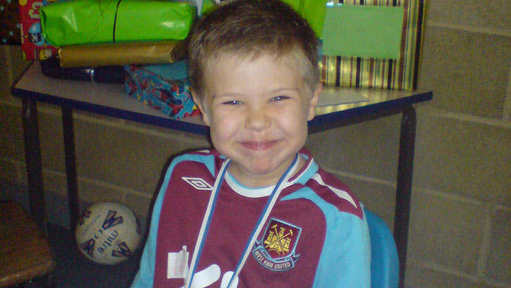 A young Nathan in West Ham colours