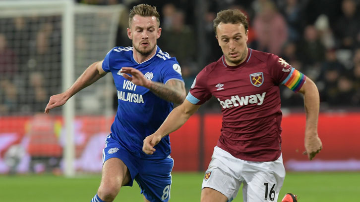 Mark Noble helped the Hammers overcome Cardiff City at London Stadium in December