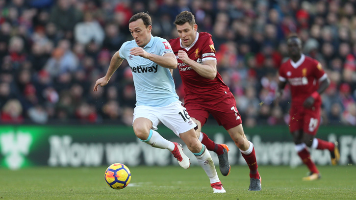 Mark Noble in action at Anfield
