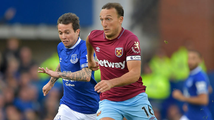 Mark Noble in action at Everton