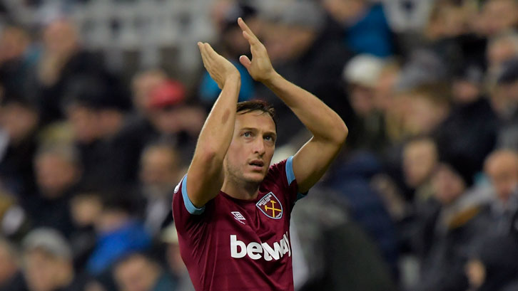 Mark Noble applauds the Claret and Blue Army