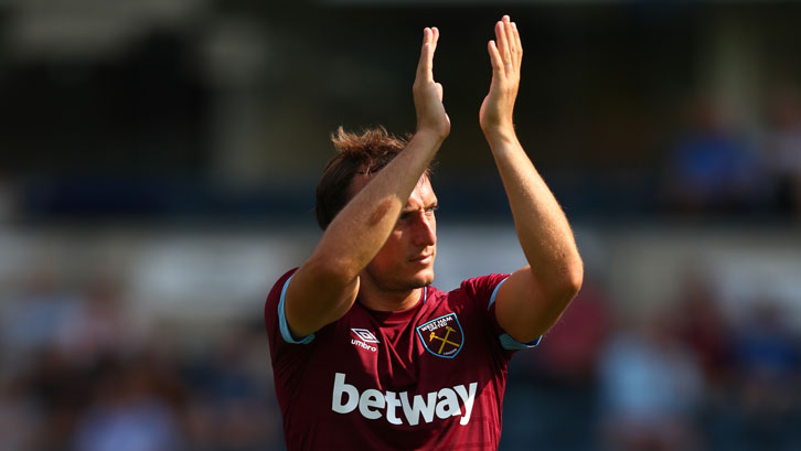 Mark Noble applauds the Claret and Blue Army