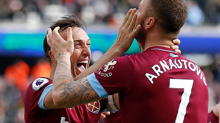 Mark Noble congratulates two-goal hero Marko Arnautovic