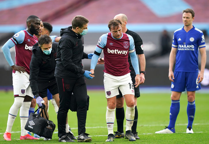 Mark Noble came off with an arm injury