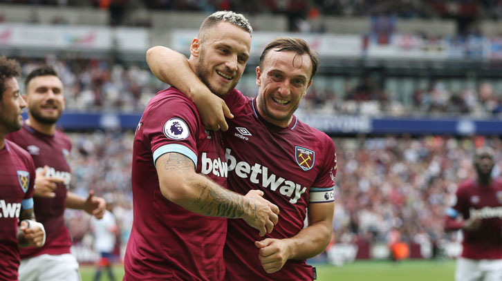 Mark Noble and Marko Arnautovic celebrate