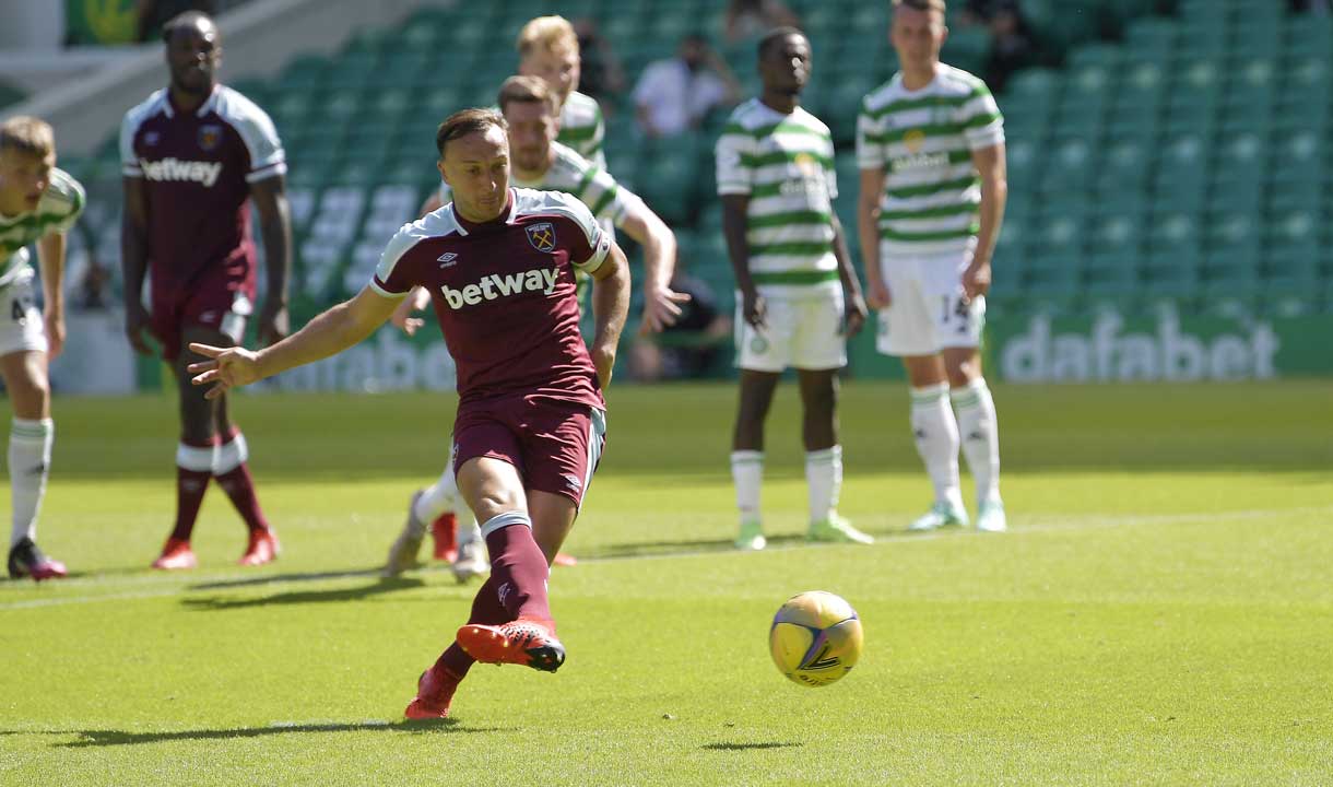 Mark Noble scores at Celtic