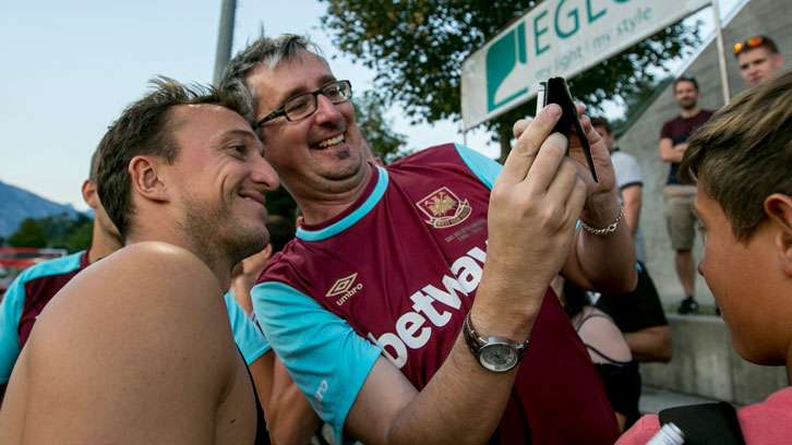 Mark Noble meets the Claret and Blue Army in Austria