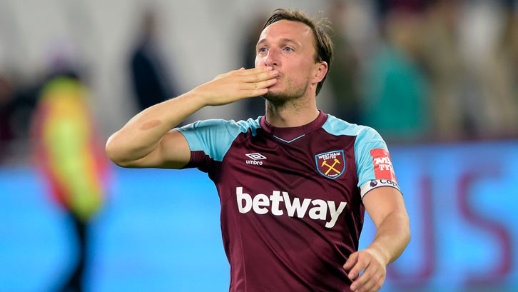 Mark Noble blows a kiss to West Ham United supporters