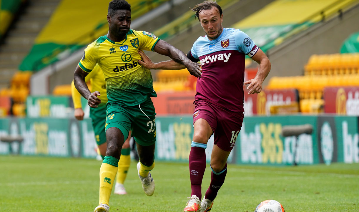 Mark Noble in action against Norwich