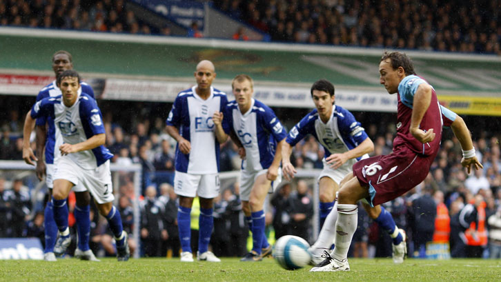Mark Noble netted his first career penalty against Birmingham City in August 2007