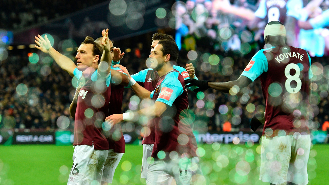 Mark Noble celebrates his 50th goal for the Club