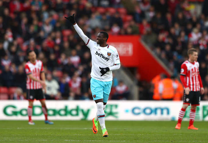 Pedro Obiang salutes his goal at Southampton