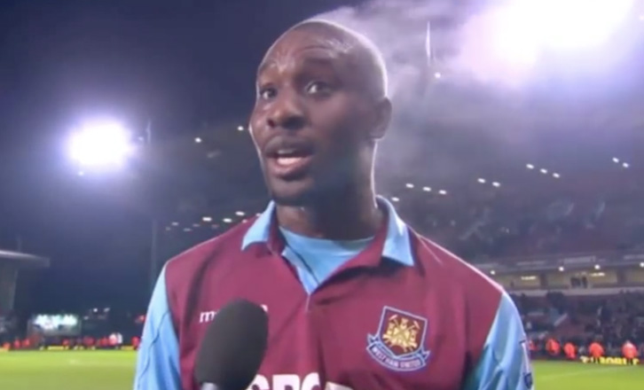 Carlton Cole with steam coming off his head in a TV interview