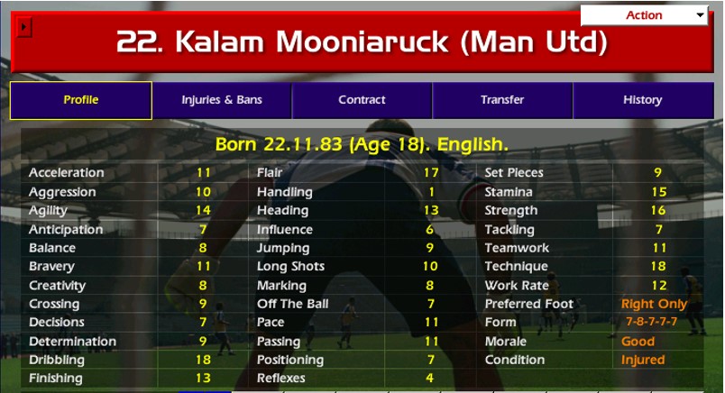 Kalam Mooniaruck's Championship Manager 01/02 profile