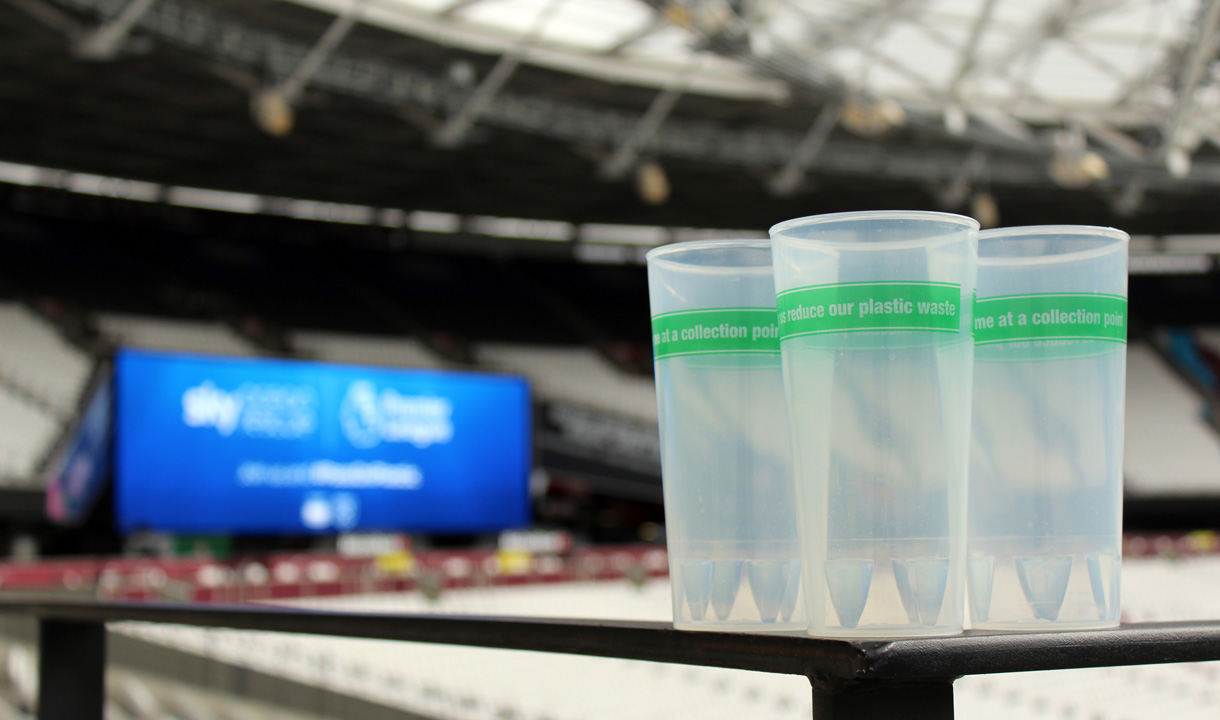 Resuable plastic cups at London Stadium