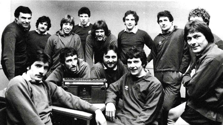 West Ham players listen to the FA Cup draw on the radio