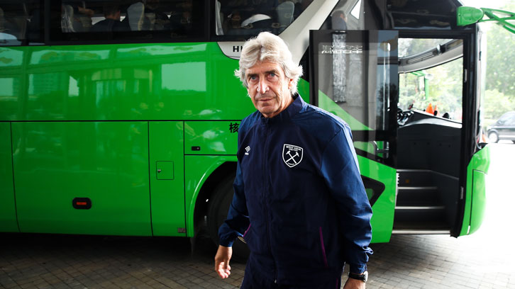 Manuel Pellegrini arrives at West Ham United's hotel in Nanjing