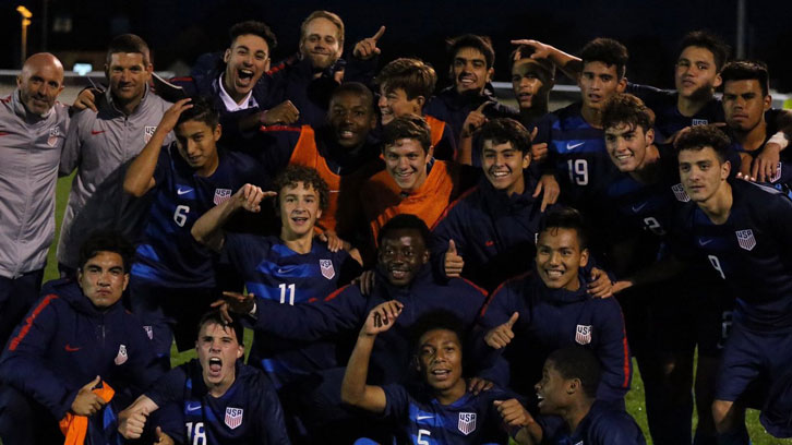Peter Stroud and United States U17s celebrate victory over Russia