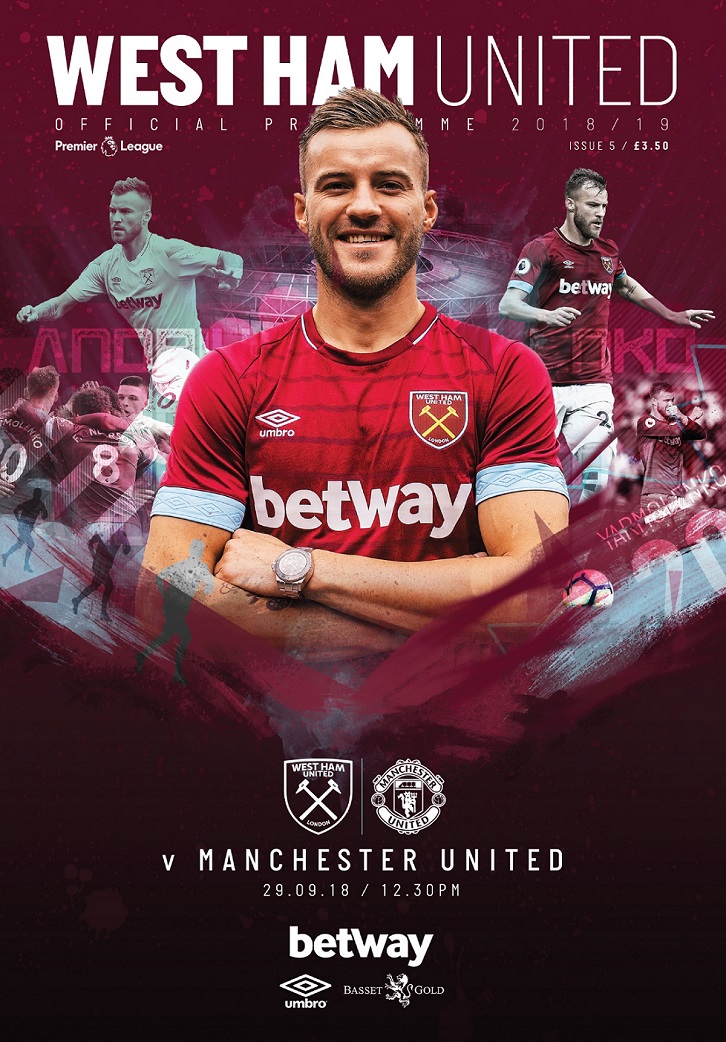 West Ham United versus Manchester United programme cover