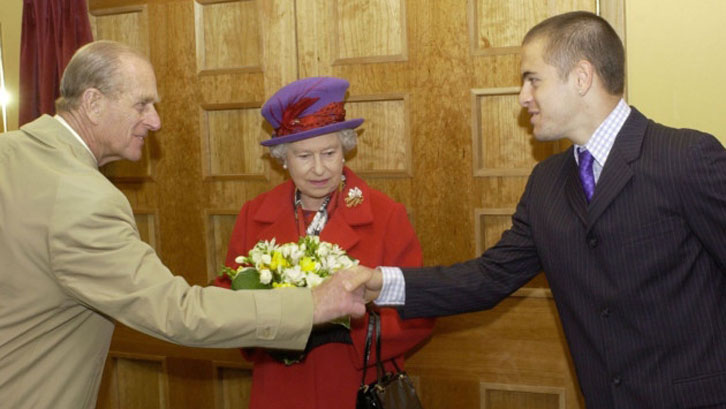 Prince Philip meets Joe Cole at the Boleyn Ground