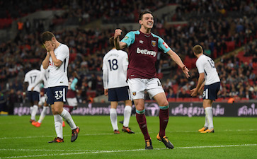 Rice celebrates Wembley win against Spurs