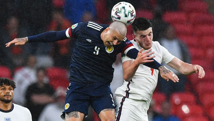 Declan Rice in action for England against Scotland