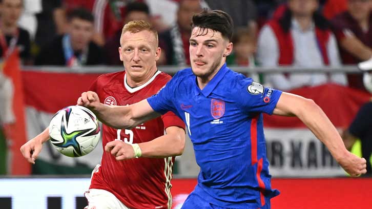 Declan Rice in action for England against Poland in September 2021