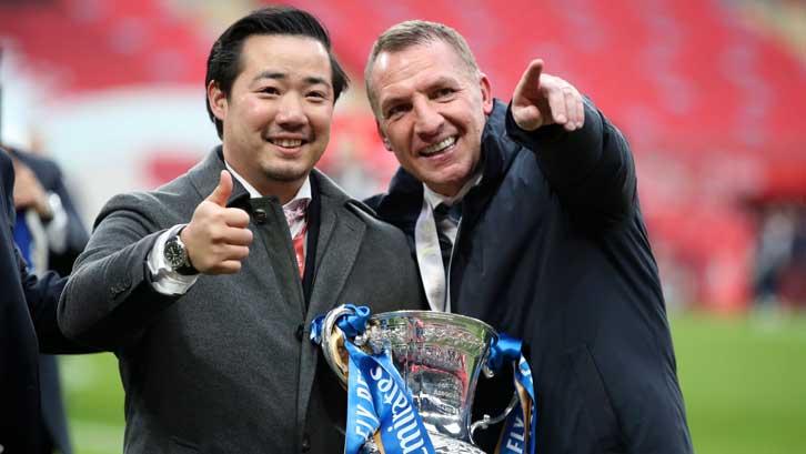 Brendan Rodgers celebrates winning the FA Cup