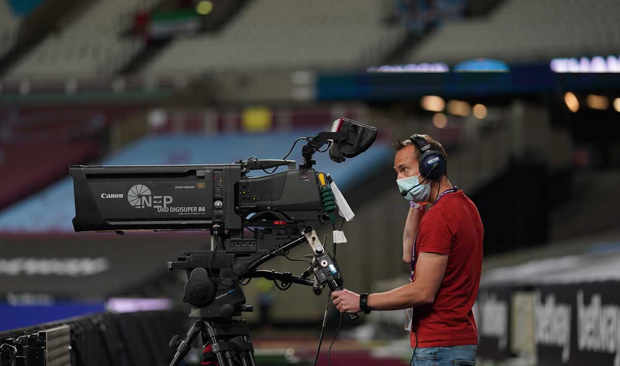 A TV camera at London Stadium