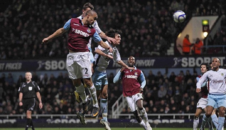 Winston Reid scores his first goal for West Ham United against Burnley in 2011