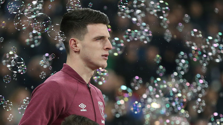 Declan Rice leads West Ham out to face Leicester